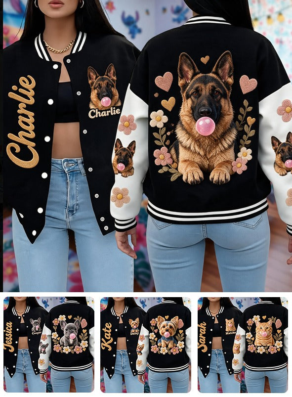 Personalized Adult Black and Tan German Shepherd Varsity Jacket Dog Owner Gift
