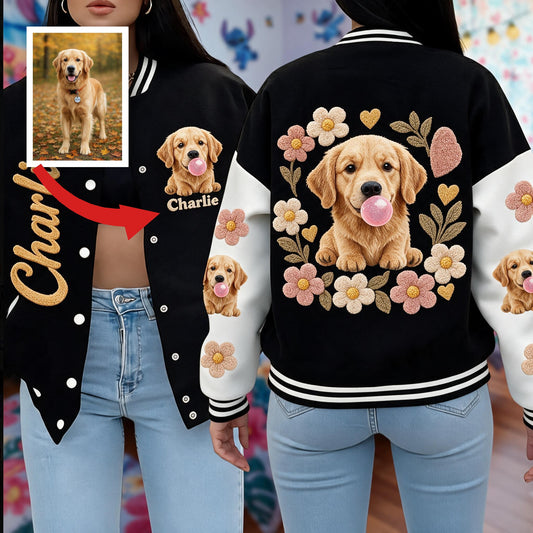 Personalized Adult Golden Retriever Varsity Jacket Custom Dog Lover Outerwear