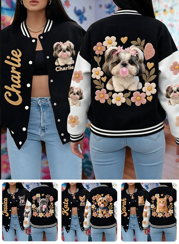 Personalized Fluffy Shih Tzu Varsity Jacket Dog Lover Gift