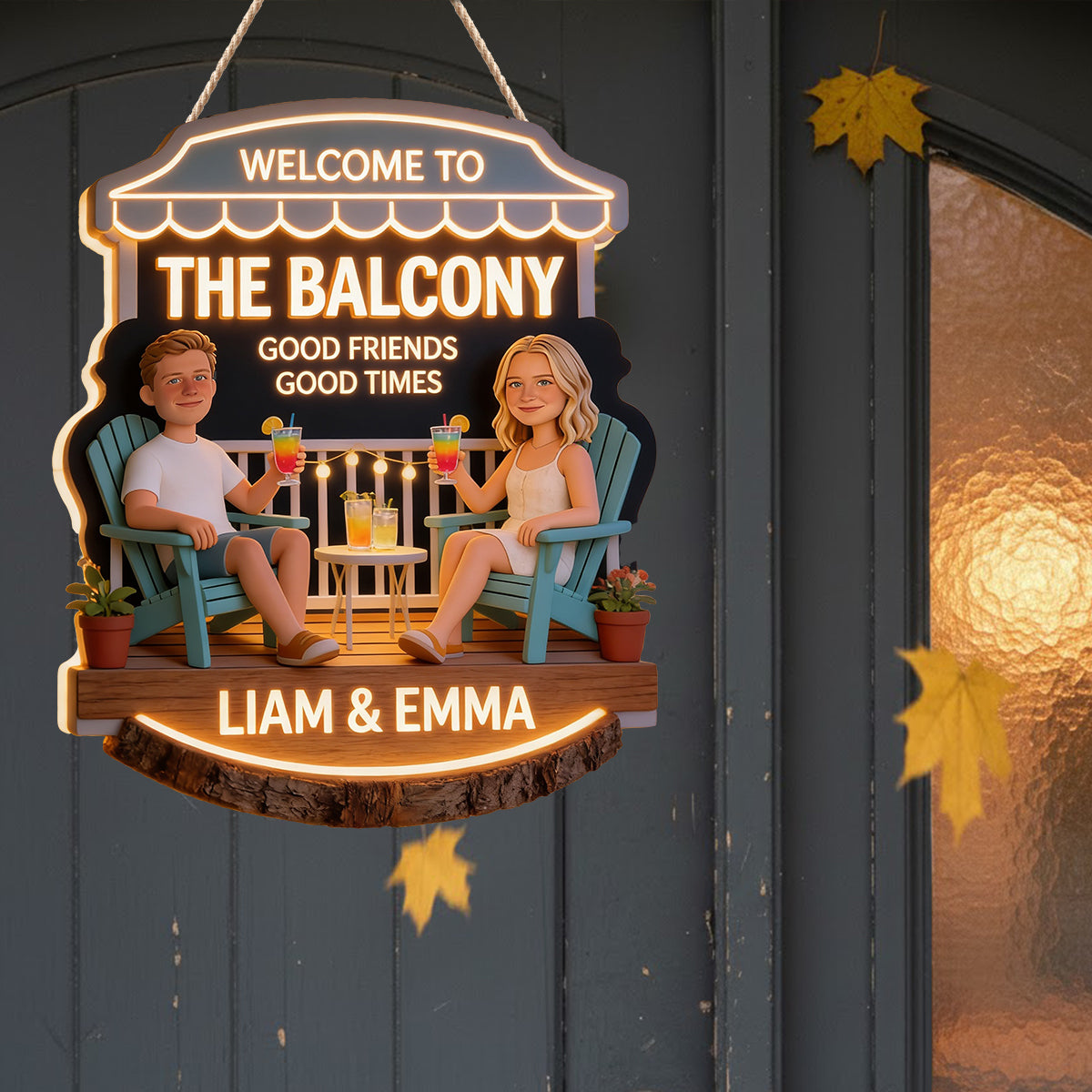 Personalized Older Couple Backyard LED Light Acrylic Sign Patio Home Decor