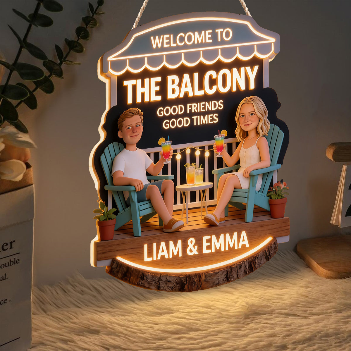 Personalized Latino Couple Wedding Backyard LED Acrylic Sign