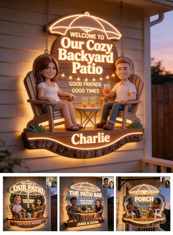 Personalized Couple Backyard Patio LED Light Acrylic Sign