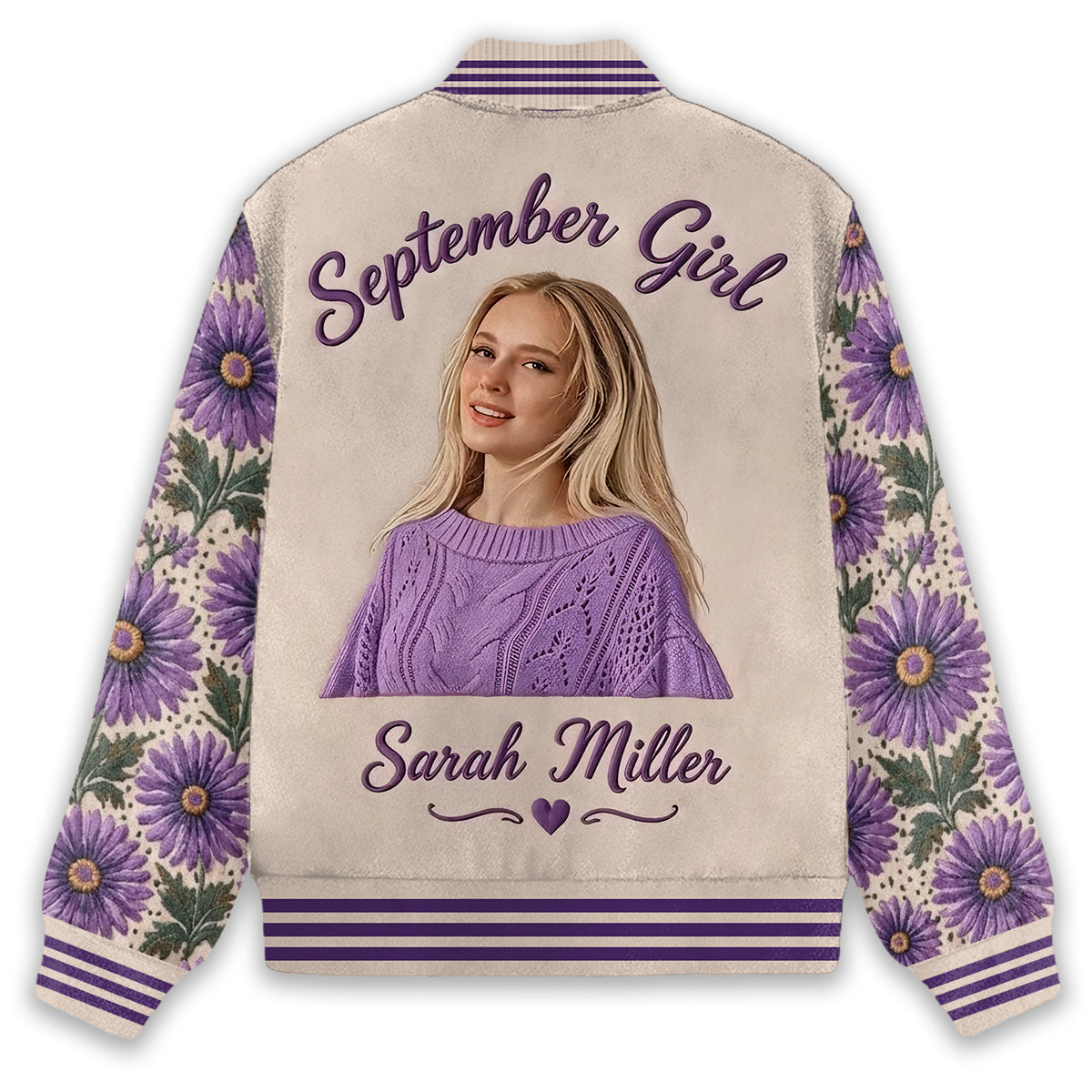 Personalized Middle-Aged Woman Floral Varsity Jacket Gift for Mom Grandma Wife