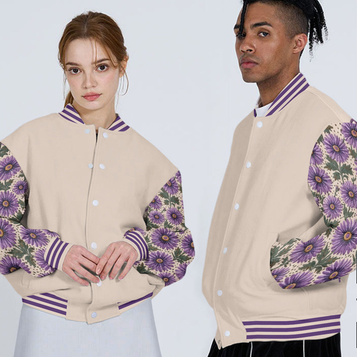 Personalisierte Damen Floral Varsity Jacke Geschenk für Frau Freundin Tochter