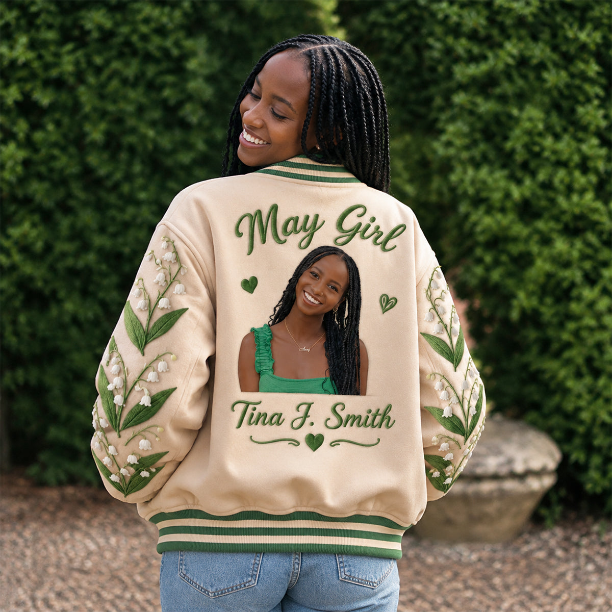Personalized Black Woman Sunflower Floral Varsity Jacket Gift for Her