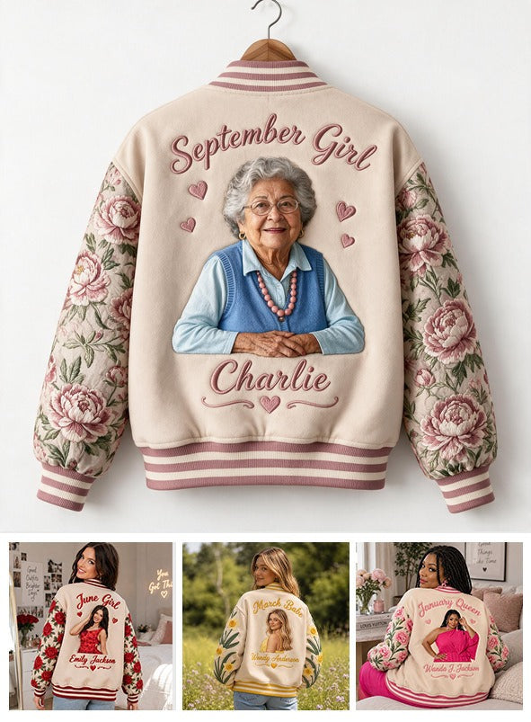 Veste Varsity Florale Personnalisée pour Femme Latina Âgée, Cadeau Maman Grand-mère Épouse