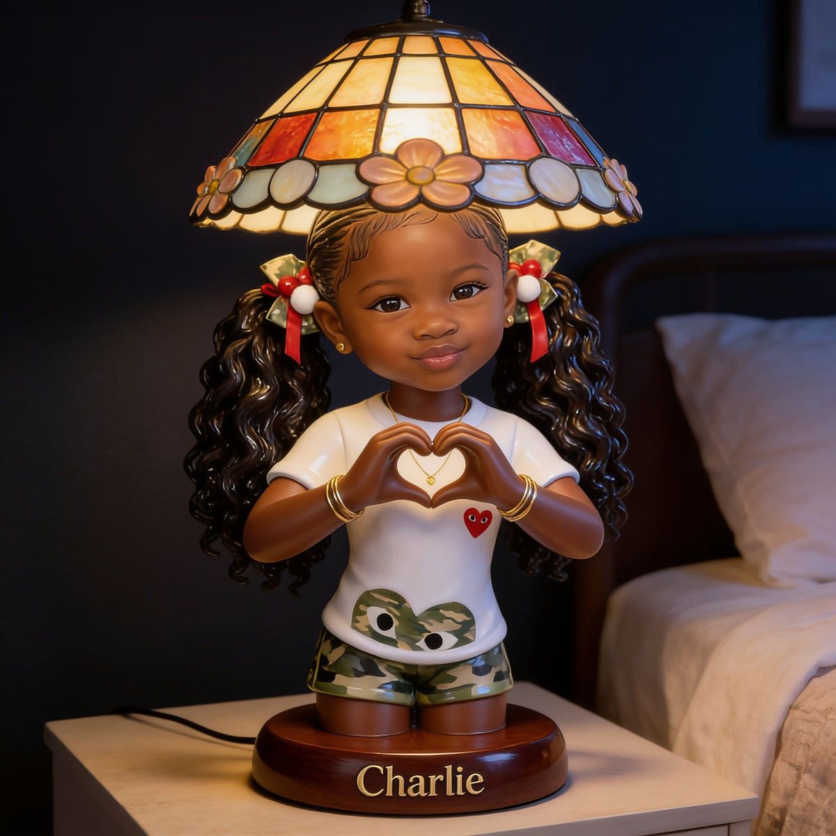 Personalisierte schwarze LED-Nachtlampe für kleine Mädchen, Geschenk für Tochter Enkelin Nichte