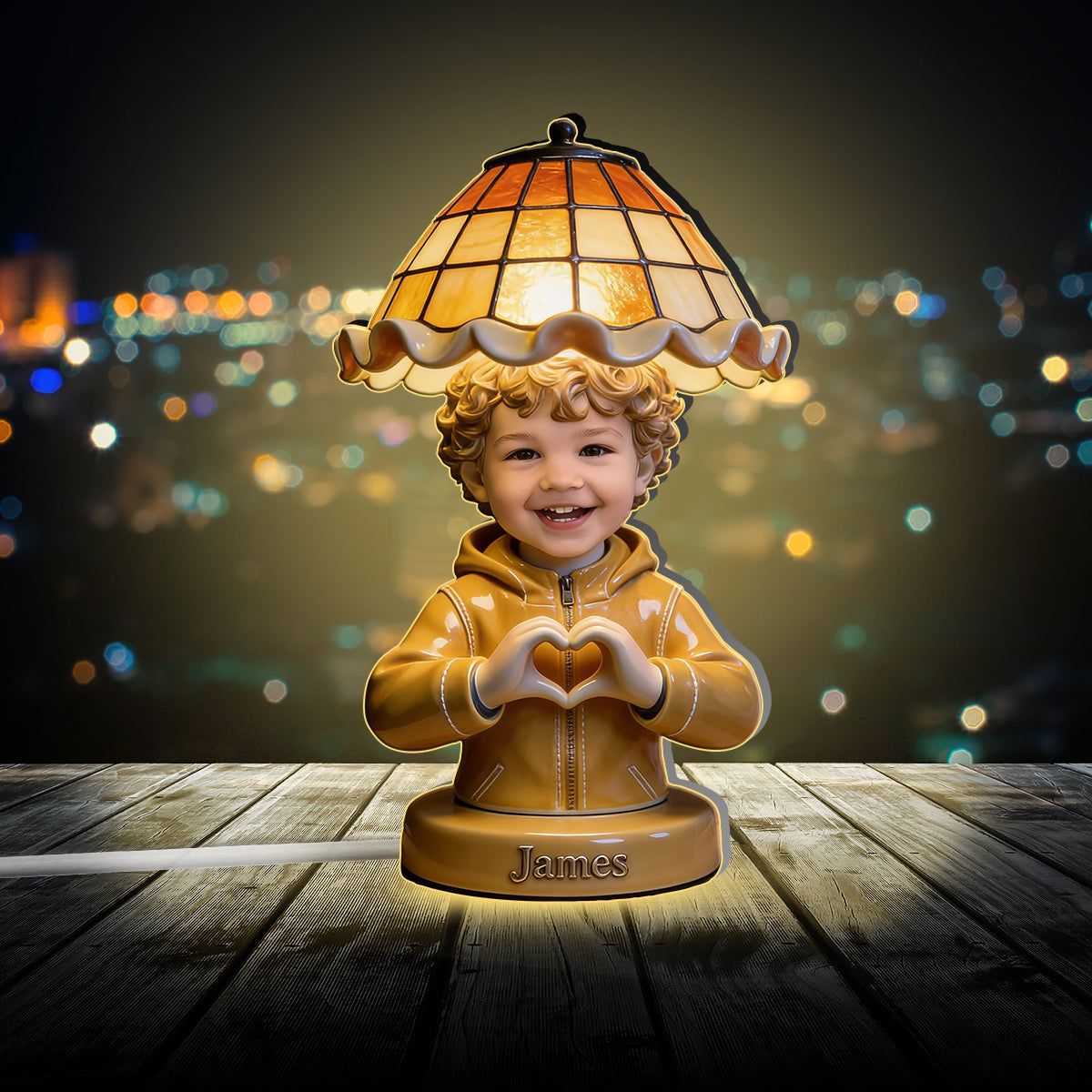 Personalized Black Little Boy Acrylic LED Night Light, Gift for Son Grandson Nephew