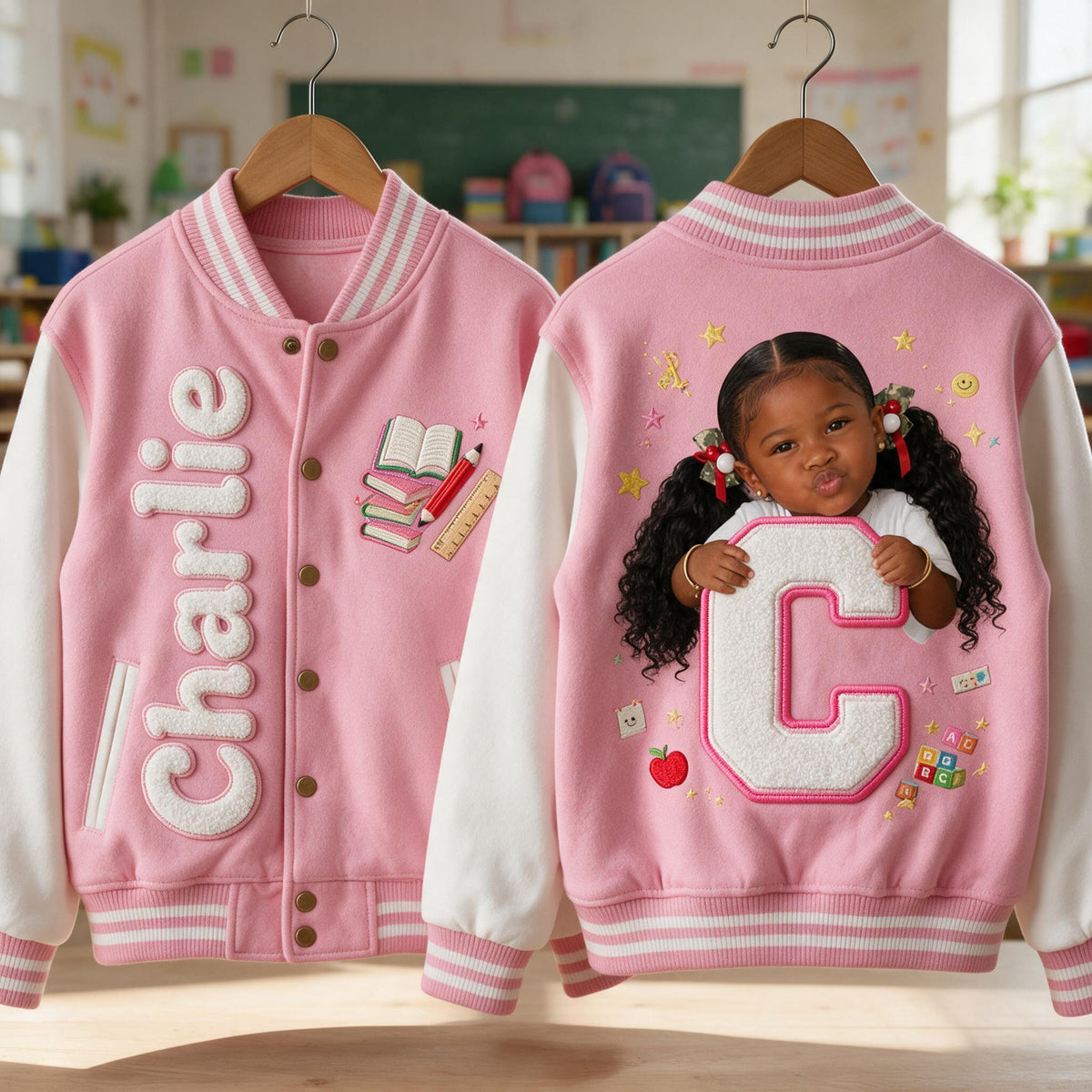 Veste Varsity Personnalisée Fille Noire, Cadeau Fille Filleule Petite-Fille