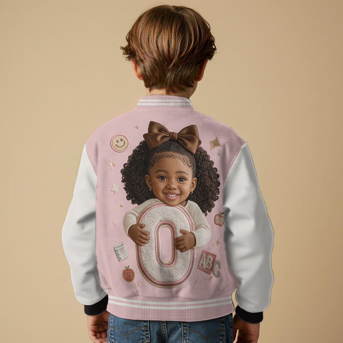 Personalized Little Girl Custom Alphabet Kid Varsity Jacket