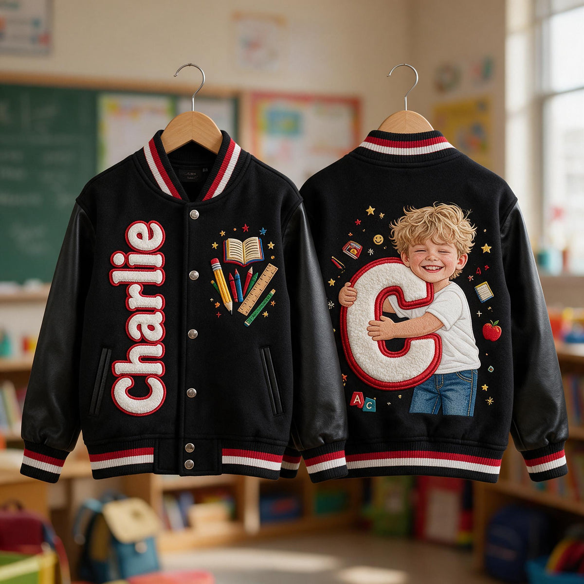 Personalized Little Boy Custom Kids Varsity Jacket, Gift for Son Grandson Nephew