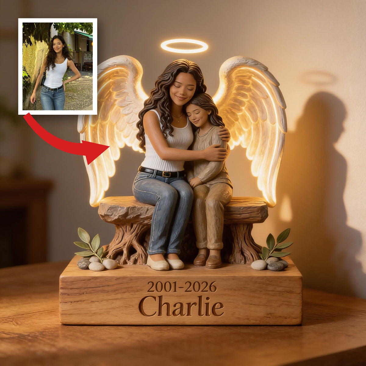Personalized Memorial Latina Woman 2001-2026 Acrylic LED Night Light