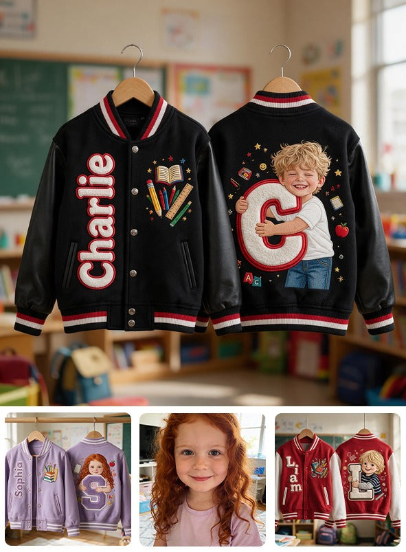 Personalized Little Boy Custom Kids Varsity Jacket, Gift for Son Grandson Nephew