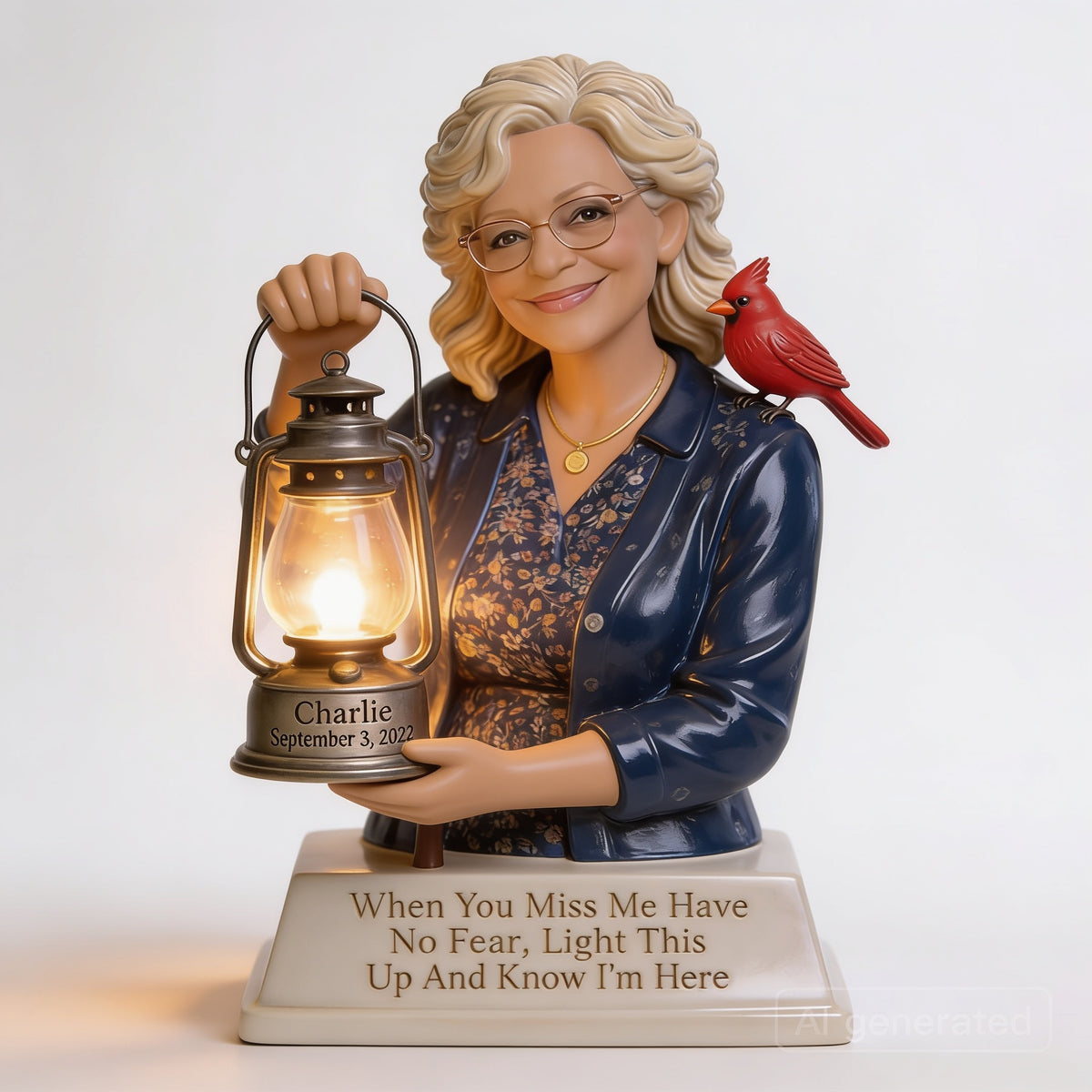 Personalized Middle-Aged Woman Memorial Acrylic LED Night Light, Mom Wife Remembrance Gift