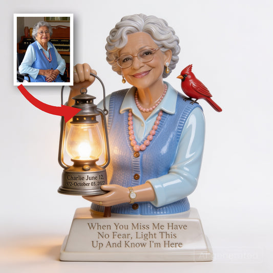 Personalized Older Latina Woman Grandma Memorial LED Night Light Statue