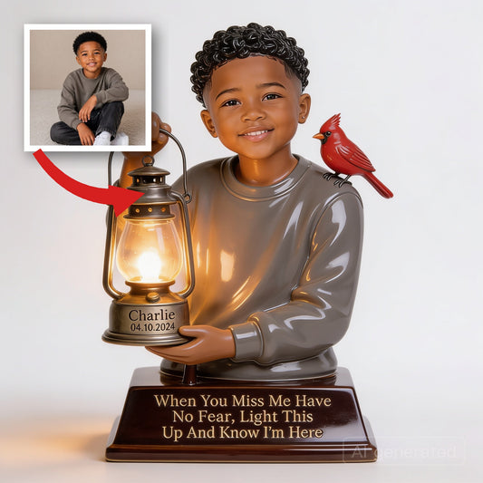 Personalized Black Little Boy Acrylic LED Night Light Memorial Gift