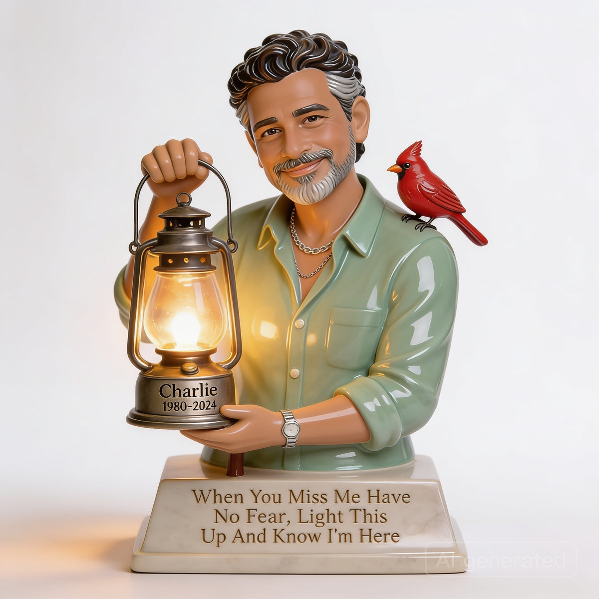 Personalized Middle-Aged Latino Man Memorial Acrylic LED Night Light Dad Husband Remembrance Gift