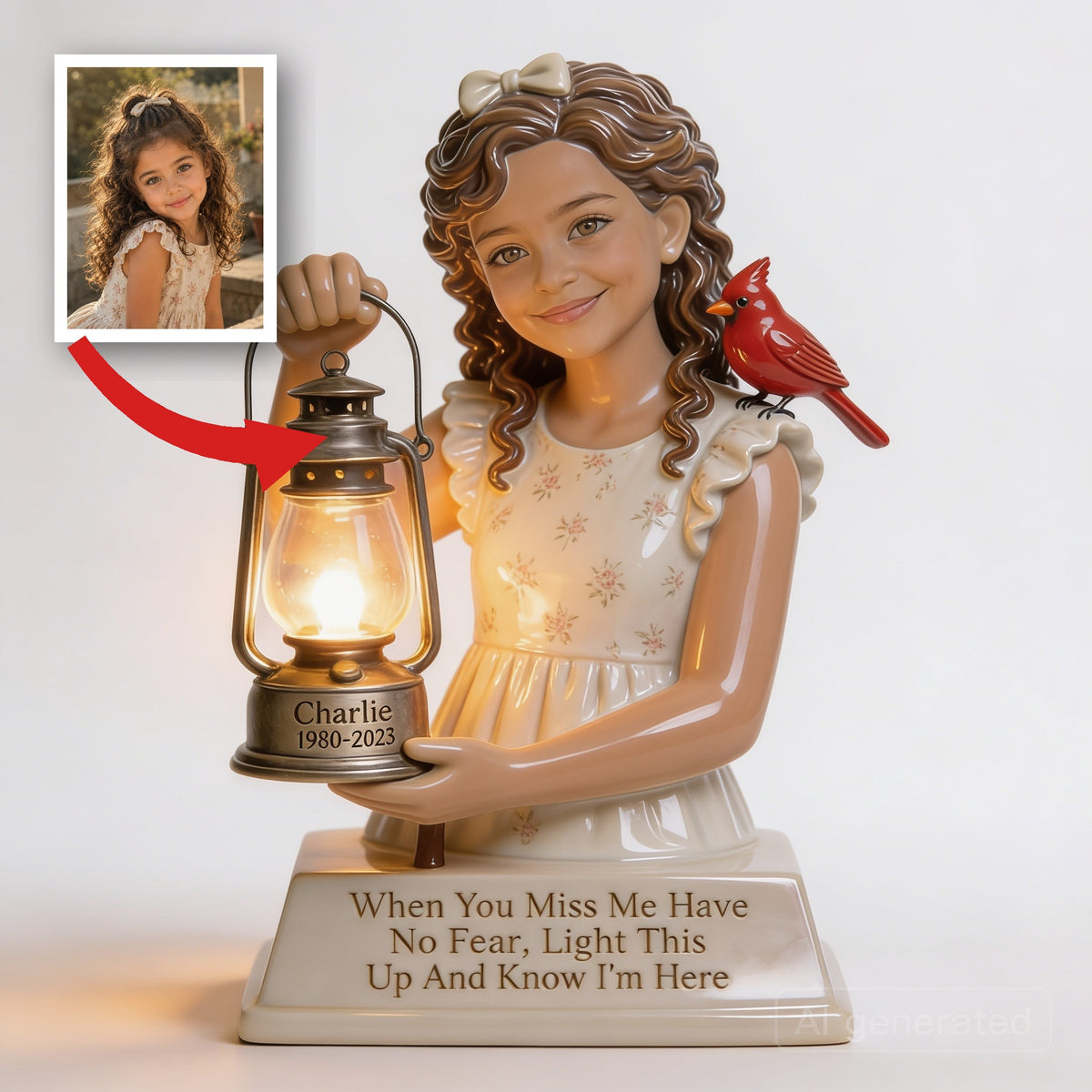 Personalized Latina Little Girl Memorial Acrylic LED Night Light Remembrance Gift
