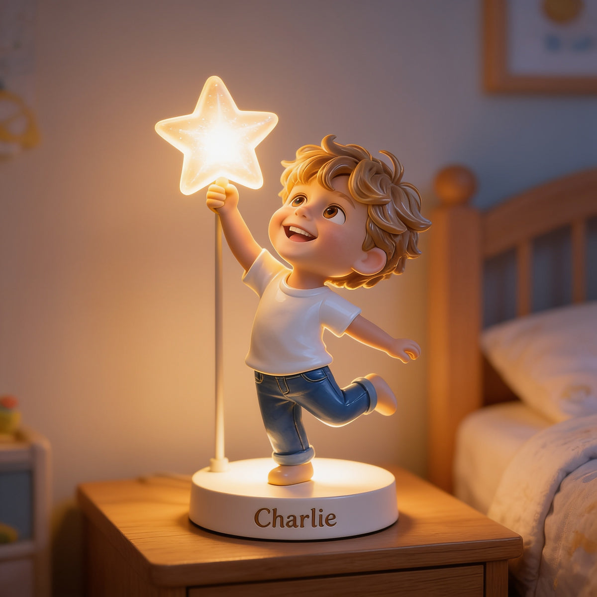 Personalized Little Boy Acrylic LED Night Light Gift for Son Grandson Nephew