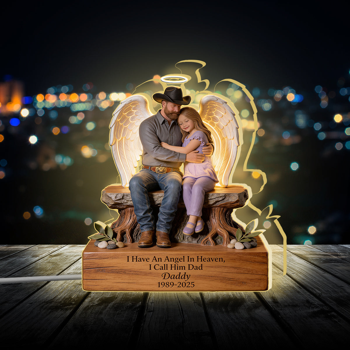 Personalized 1956-2026 Older Man Memorial Acrylic LED Night Light