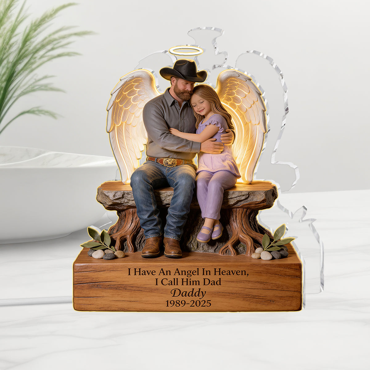 Personalized Memorial Black Little Boy 2018-2026 Acrylic LED Night Light