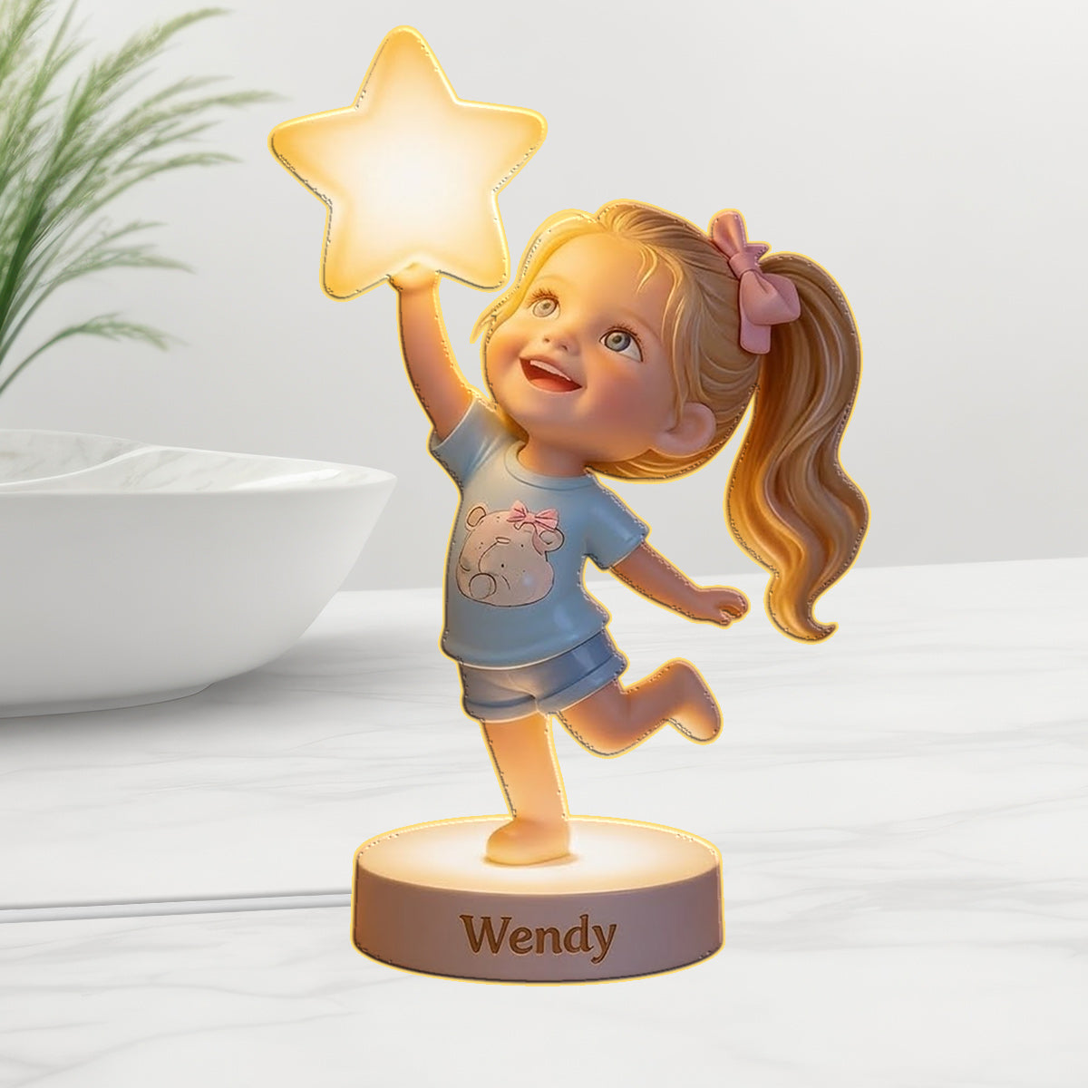 Personalisierte schwarze LED-Nachtlampe für kleine Mädchen - Geschenk für Kinderzimmer