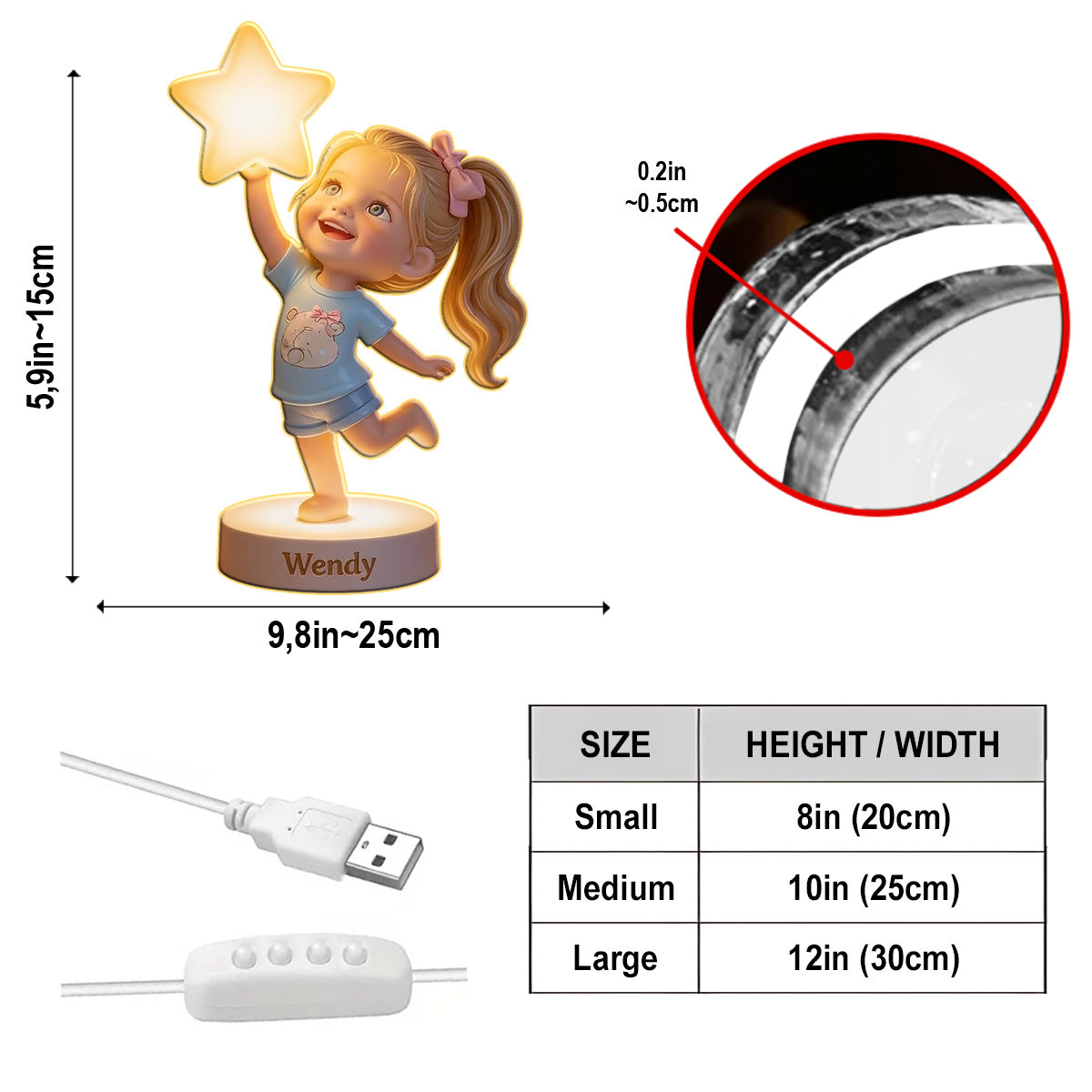 Personalized Latino Little Boy Acrylic LED Night Light Gift For Son Grandson Nephew
