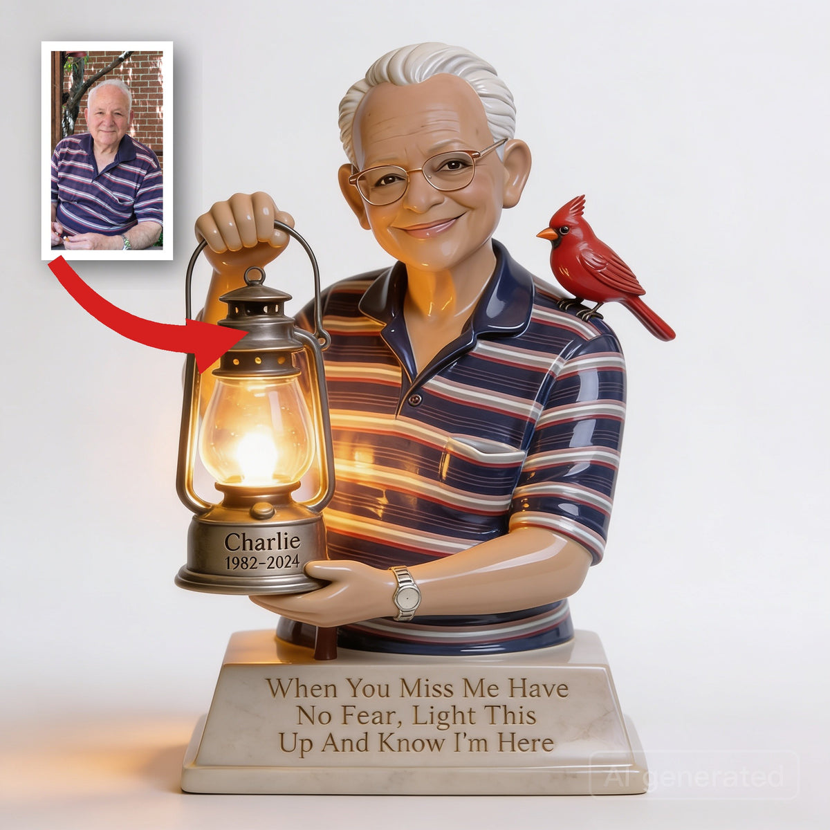 Personalized Older Man Grandpa Memorial Acrylic LED Night Light