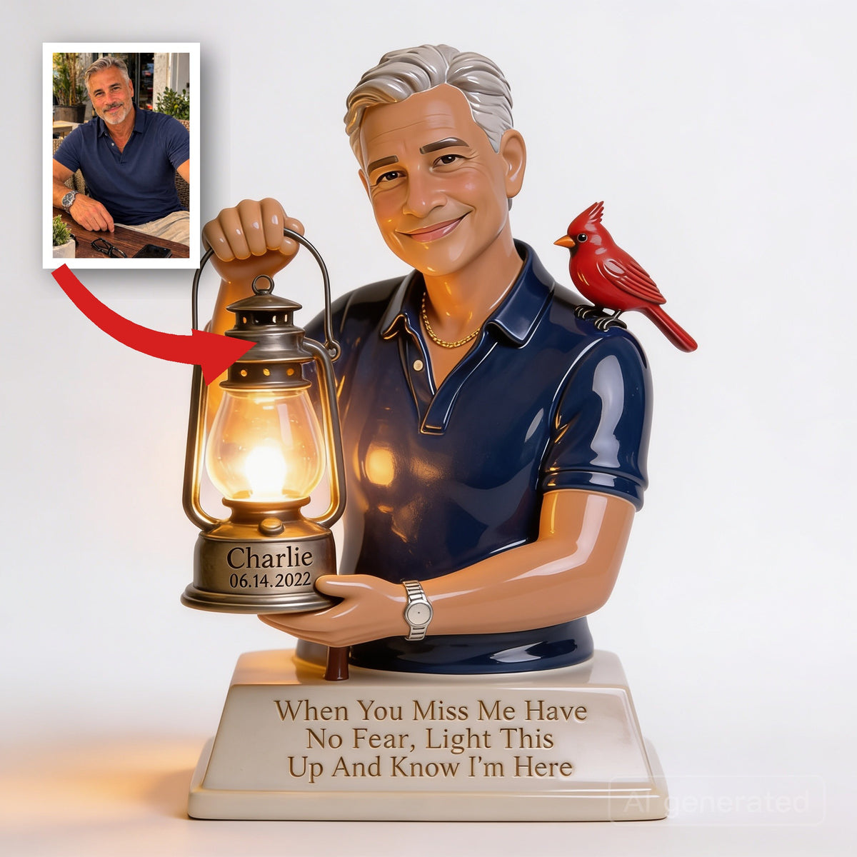 Personalized Middle-Aged Man Memorial Acrylic LED Night Light Dad Husband Remembrance Gift