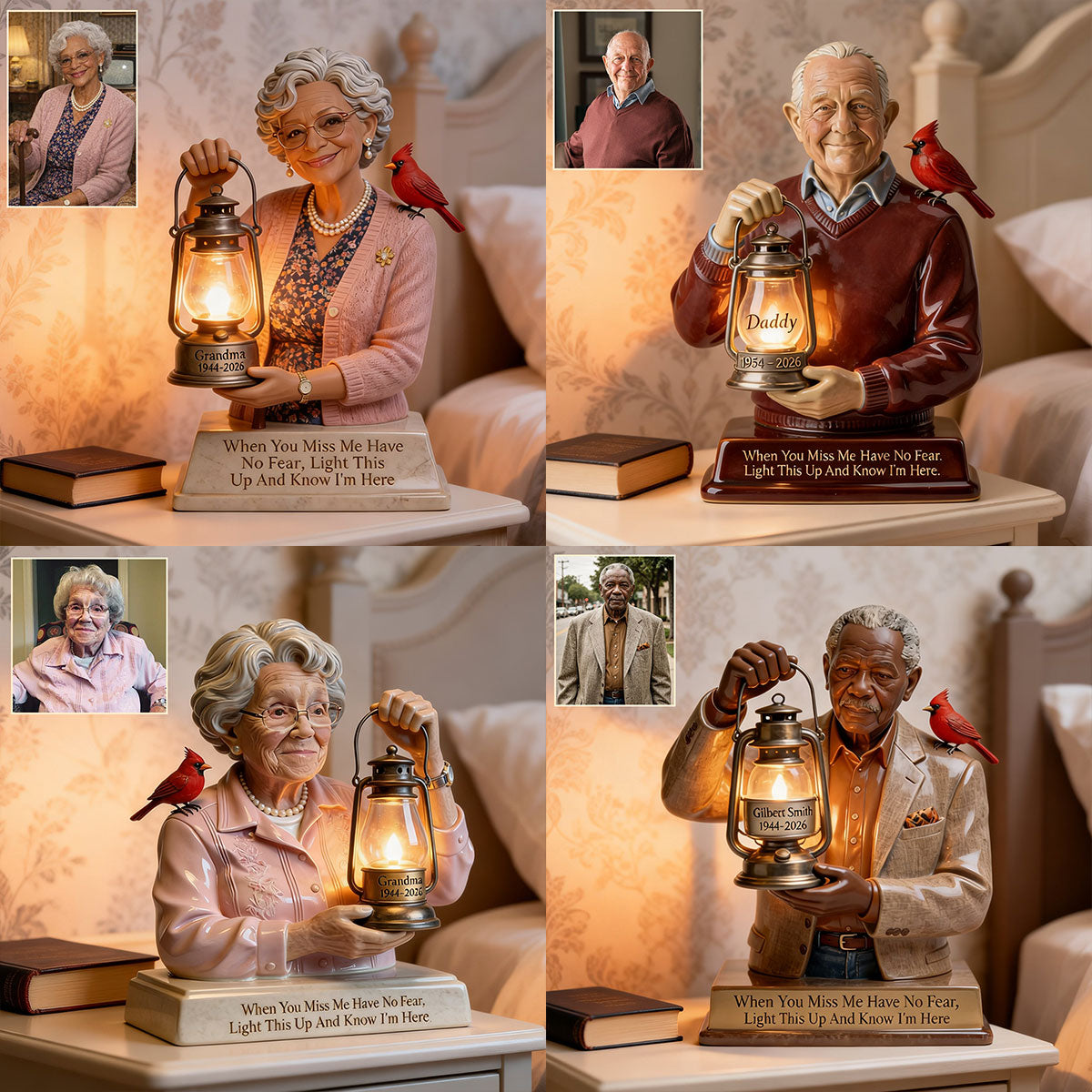 Personalized Older Man Grandpa Memorial Acrylic LED Night Light