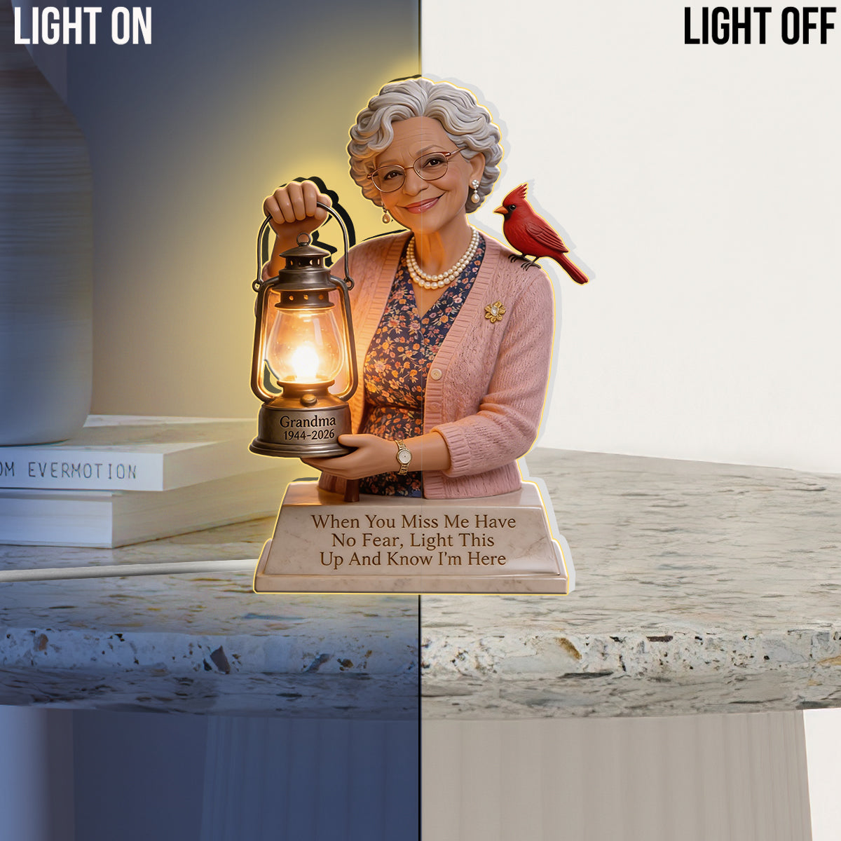 Personalized Older Woman Grandma Memorial Acrylic LED Night Light