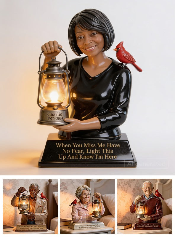 Personalized Middle-Aged Black Woman Memorial LED Night Light, Mom Wife Keepsake