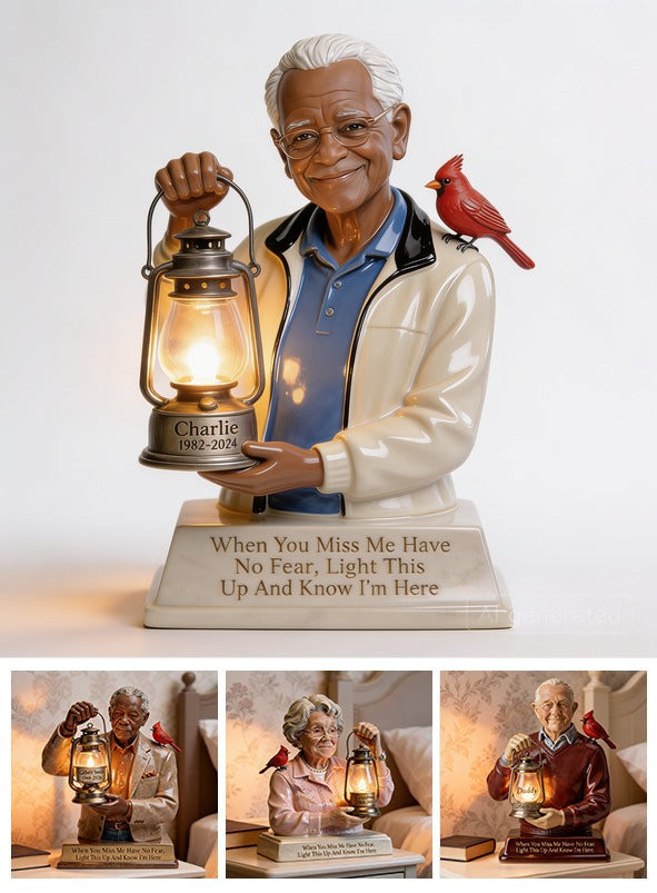 Personalized Older Black Man Grandfather Memorial Acrylic LED Night Light