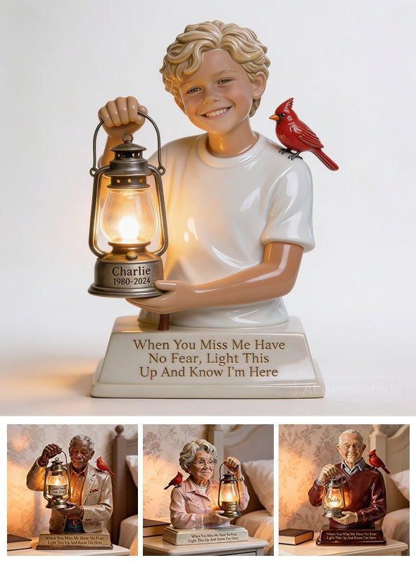 Personalized Little Boy Memorial Acrylic LED Night Light Statue