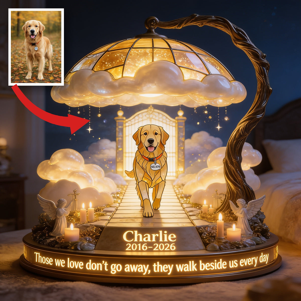 Personalized Golden Retriever Memorial Acrylic LED Night Light Pet Remembrance Gift