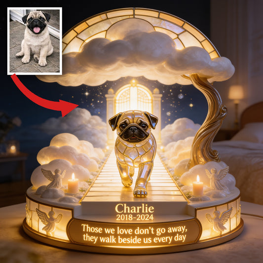 Personalized Fawn Pug Memorial Acrylic LED Night Light Pet Remembrance Gift