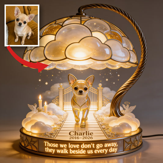 Personalized Fawn White Chihuahua Memorial Acrylic LED Night Light Pet Remembrance Gift