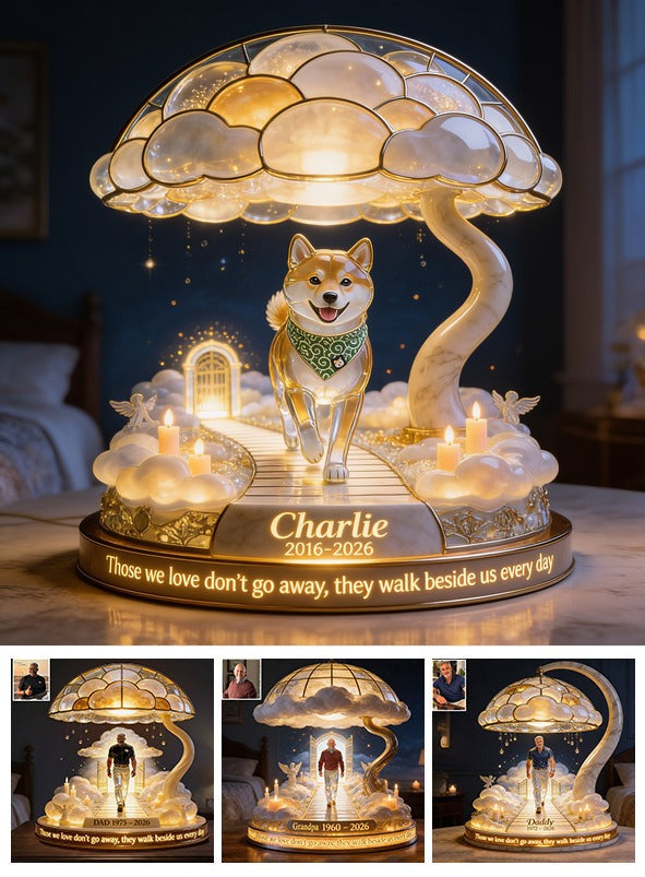 Personalized Tan White Adult Shiba Inu Memorial Acrylic LED Night Light Pet Remembrance Gift