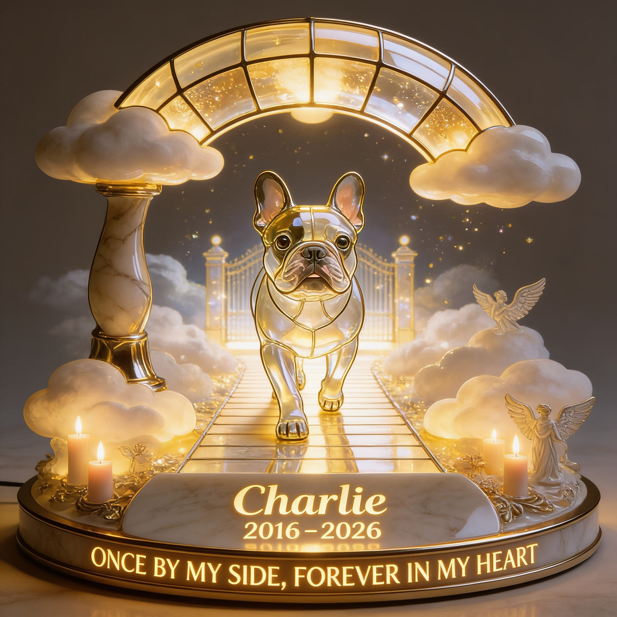 Personalized French Bulldog Memorial Acrylic LED Night Light 2016-2026