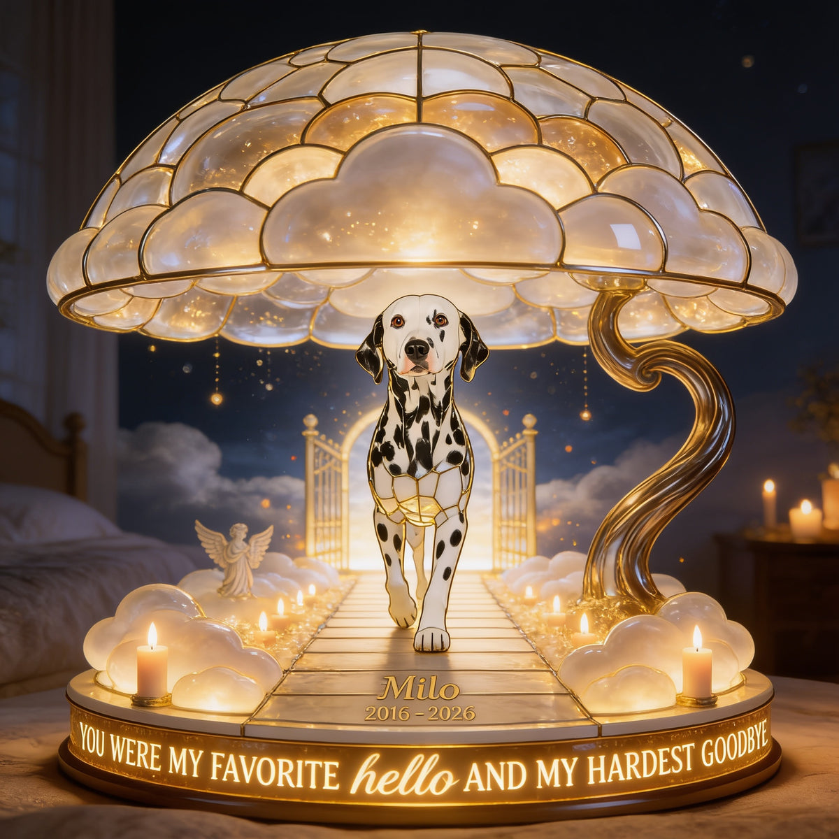 Custom Photo Adult Dalmatian Memorial Acrylic LED Night Light Pet Loss Keepsake