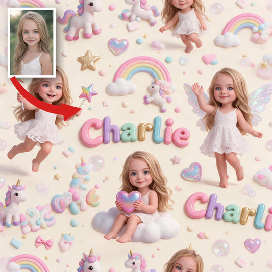 Personalized Little Girl Wrapping Paper Gift Wrap for Daughter Granddaughter Niece