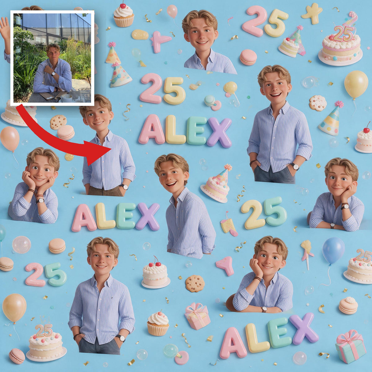 Personalized 25th Birthday Man Wrapping Paper, Gift for Him Husband Son Boyfriend