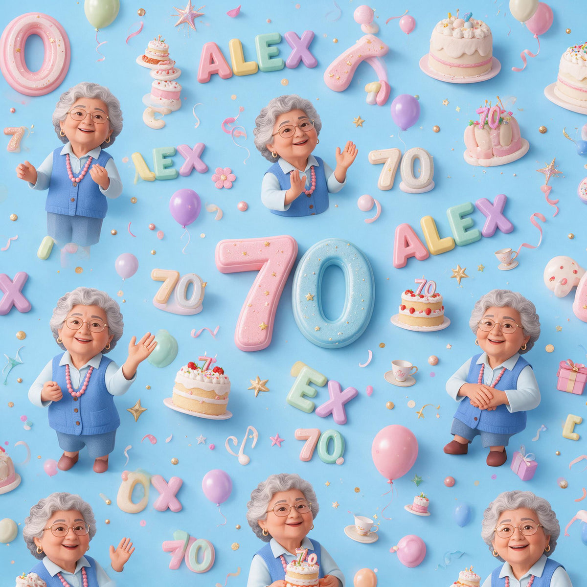 Personalized 70th Birthday Older Latina Woman Wrapping Paper