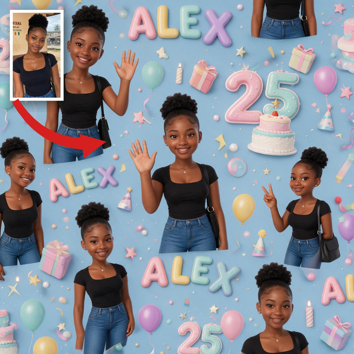 Personalized 25th Birthday Black Woman Wrapping Paper Gift Wrap