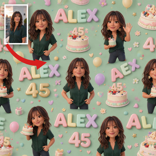 Personalized 45th Birthday Middle-Aged Latina Woman Wrapping Paper