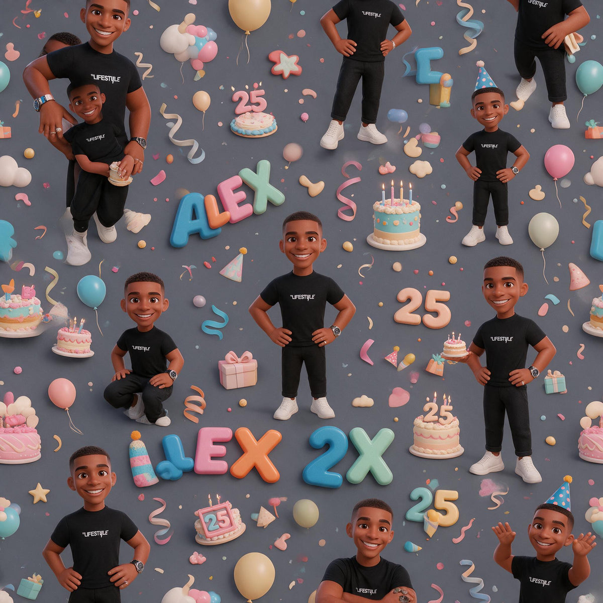 Personalized 25th Birthday Black Man Wrapping Paper Gift for Husband Boyfriend Son