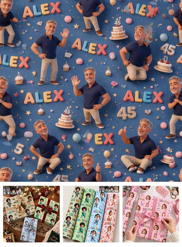 Personalized 45th Birthday Middle-Aged Man Wrapping Paper Gift for Dad Husband Grandpa
