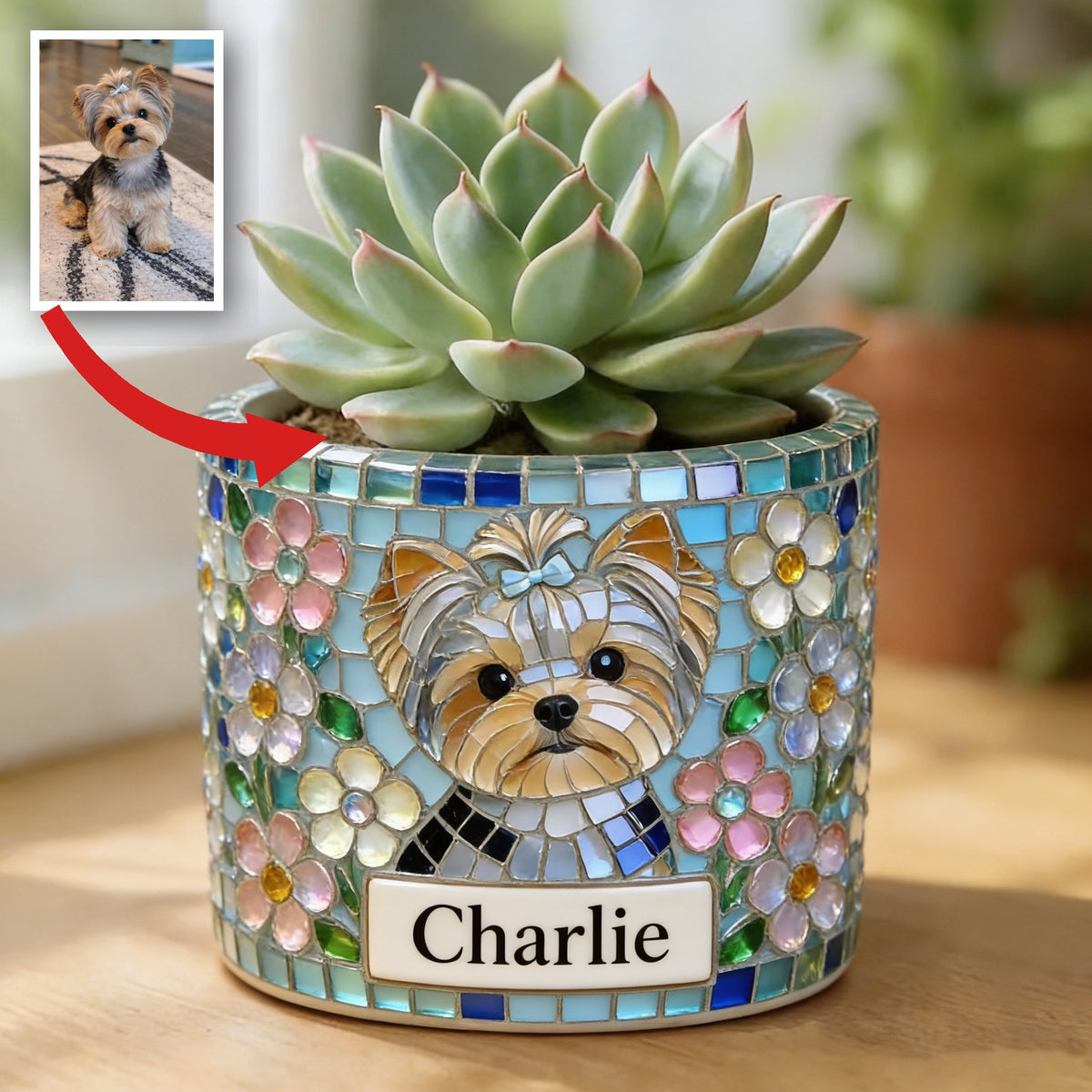 Personalized Yorkshire Terrier Ceramic Plant Pot Dog Lover Home Decor