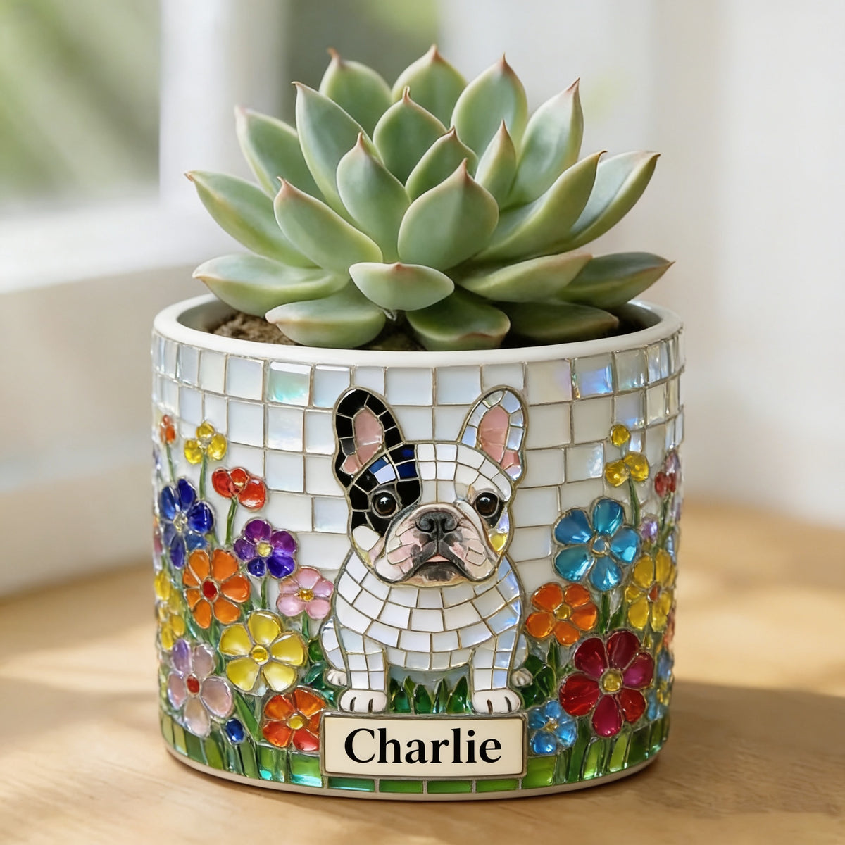 Personalized Black and White French Bulldog Ceramic Plant Pot Dog Lover Gift
