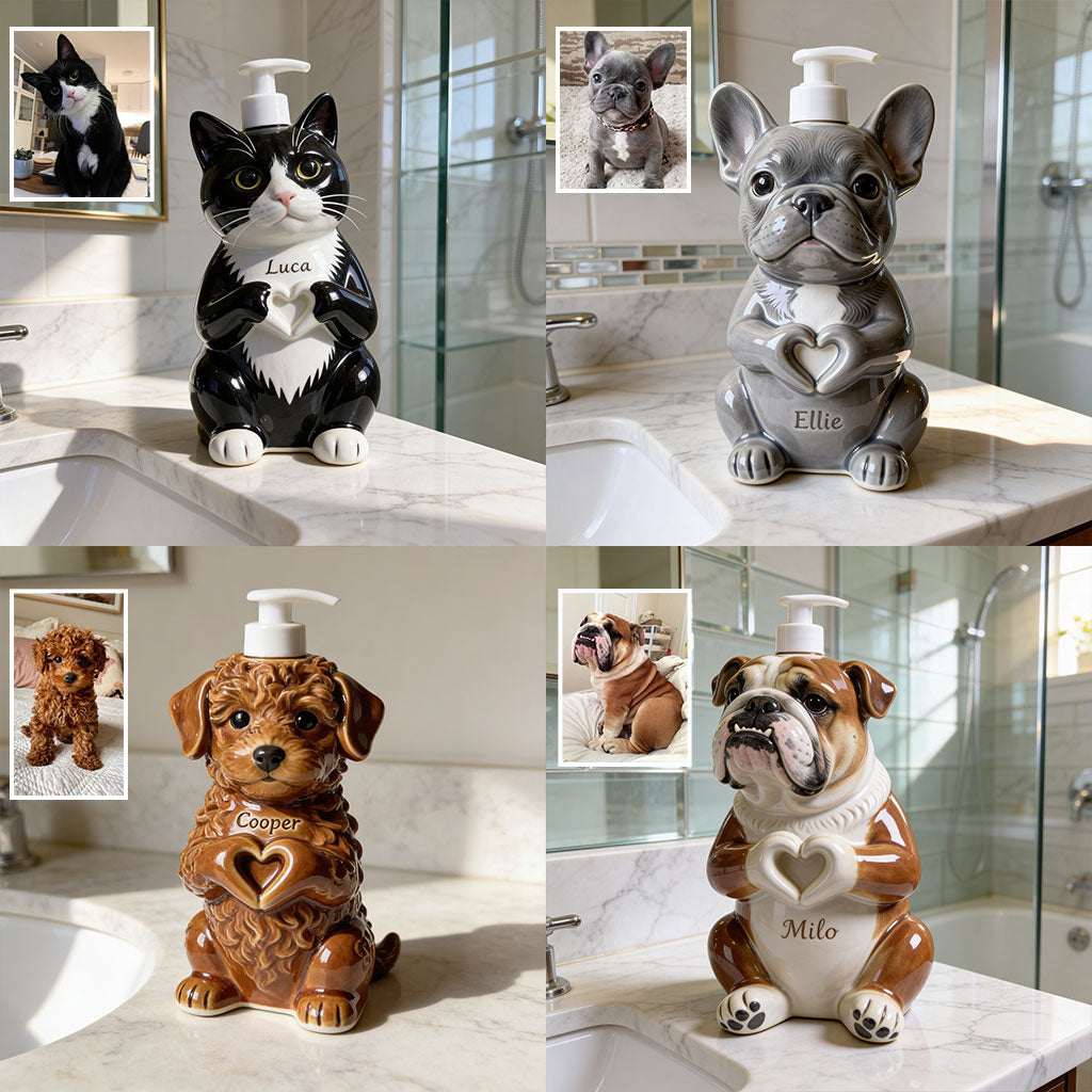 Personalized Black and White Border Collie Soap Dispenser Dog Lover Gift